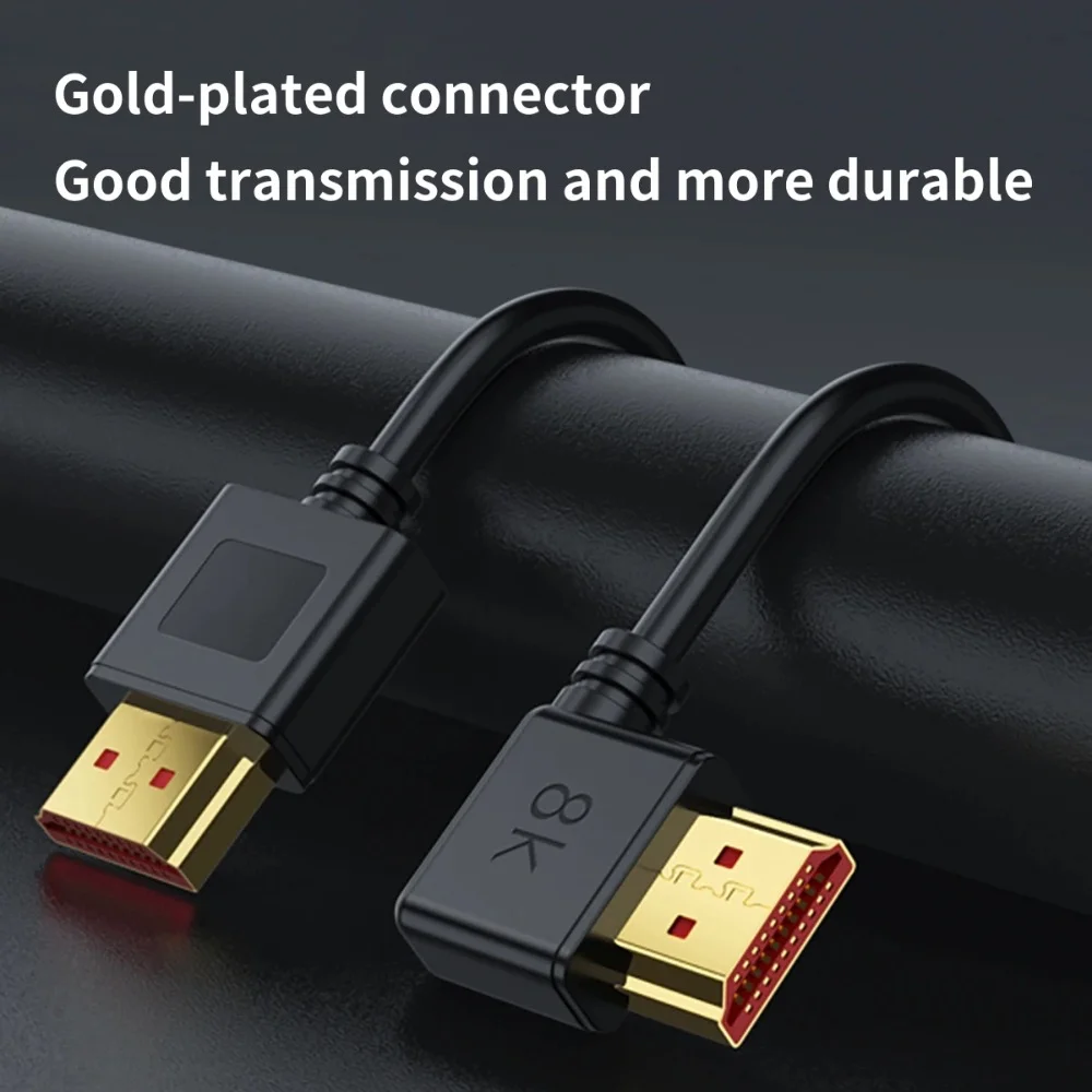 كابل HDMI 2.1 8K 48 جيجابت في الثانية 8K@60 هرتز/4K@240 هرتز HDCP HDR 90 °   Bend - سلك مرن رفيع للغاية لجهاز PS5/PC/شاشة الألعاب/HDTV/جهاز العرض
