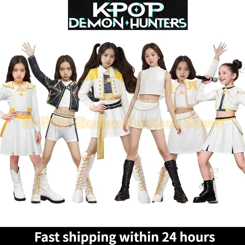 

Новый KPop Охотник на демонов, наряды для девочек, фантазия, поп-певица, карнавальный детский костюм на Хэллоуин, косплей Руми Зои Мира, костюм для выступлений