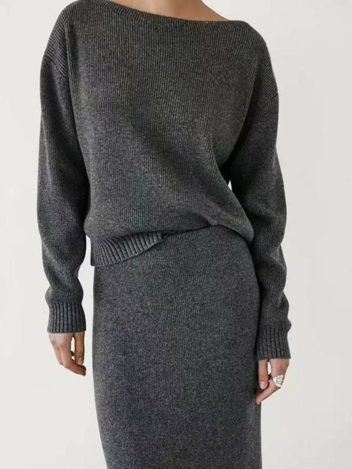 Damska dzianina MD, sweter, casualowa spódnica o prostym kroju, idealna na jesień i zimę, nowość, do pracy, długa, regulowana...