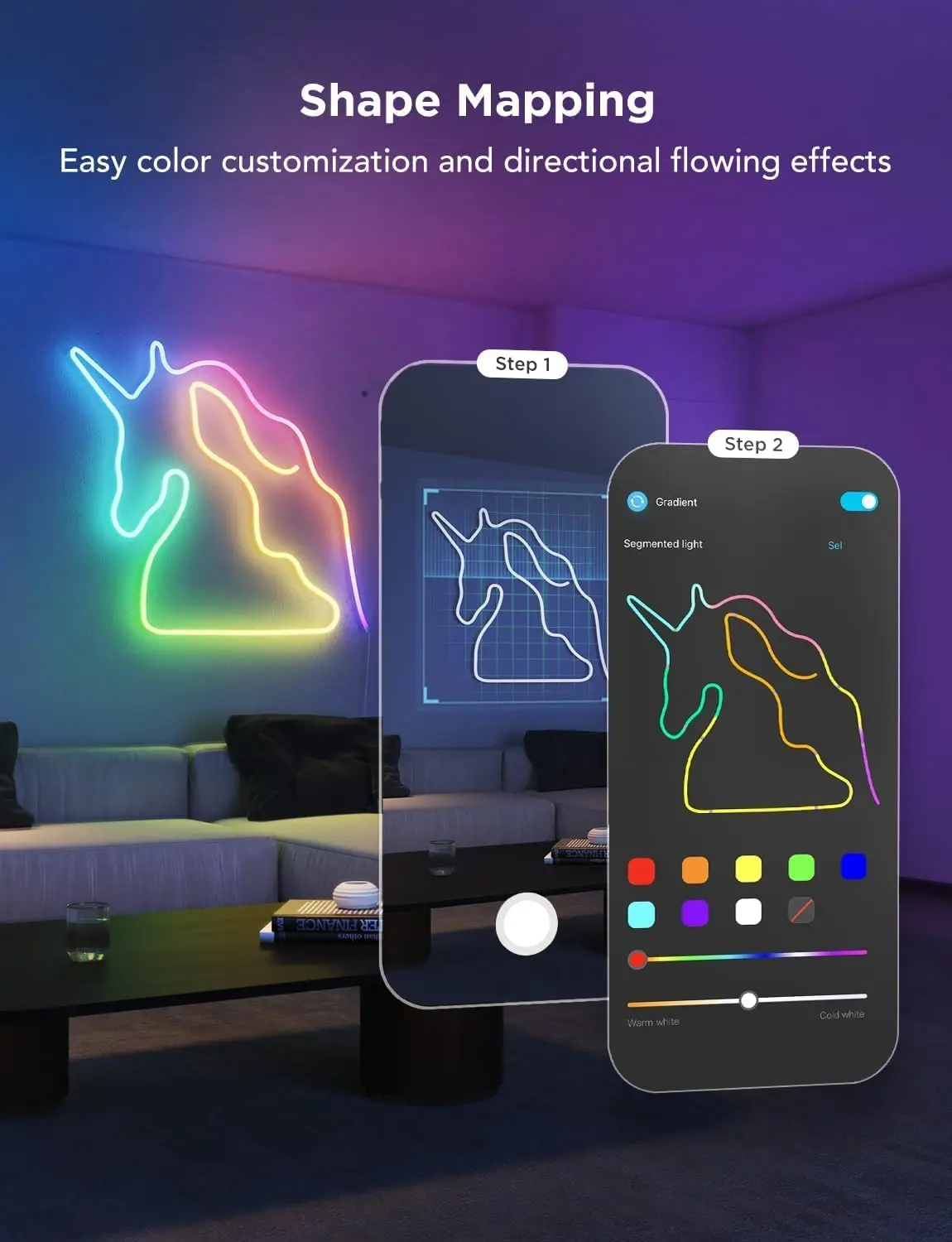 Smart Neon Rope Lights with RGBIC Effects, Works with Alexa & Google Assistant, 32.8ft for Home Decor