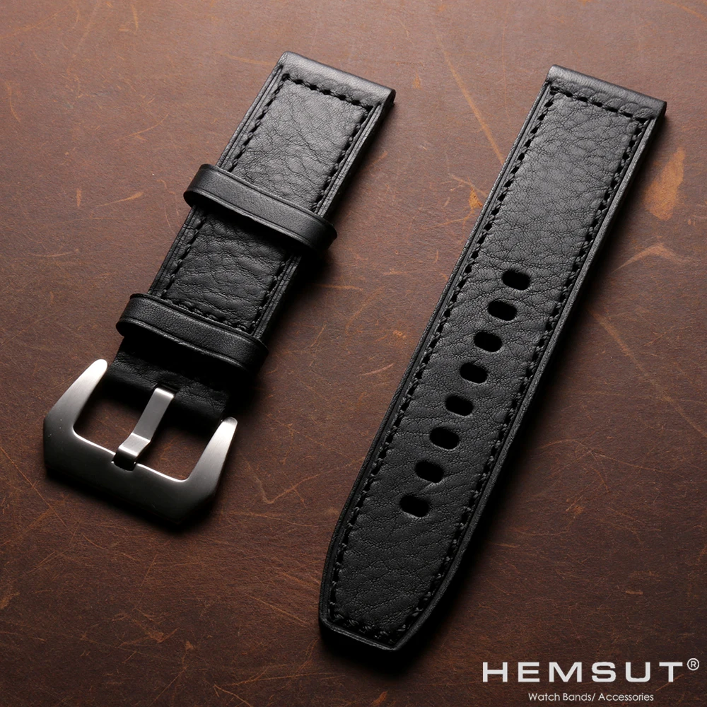 HEMSUT Italy Geunine Leather Watch Band 20 22 24 26MM Retro Vintage Handmade Cowhide Watch Straps For Men Women