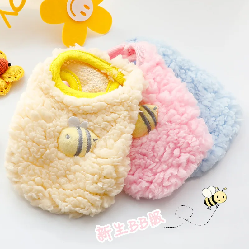 Winter Baby Pet Clothes Warm Fleece Kitten Puppy Bunny Vest Cute Print Small Animals Clothing