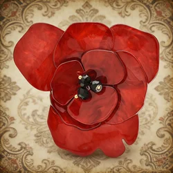 Beautiful Acrylic Flowers For Women Unisex Red Double-layer Flower Plants Party Office Brooch Pins Gifts