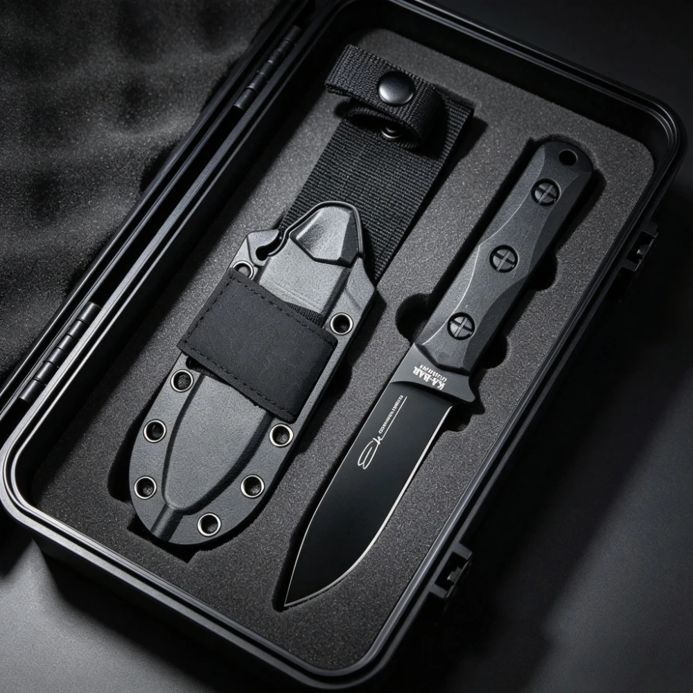 KB EK51 Fixed Blade Knife Nylon Fibre Handle with Sheath Portable Hunting Camping Outdoor Use (Storage Box Not Included)