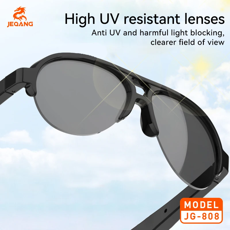 JEQANG JG-808 نظارات شمس ذكية تعمل بالبلوتوث تستمع إلى الموسيقى/مكبر صوت كهربائي 0916/شحن من النوع C