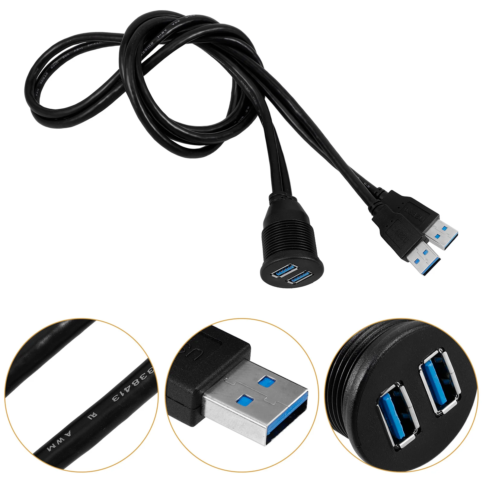 

Dual Usb 3.0 Flush Mount Extension Cable Panel Mount Dash Wire For Car Marine Motorcycle High Speed Data Transfer Port Panel