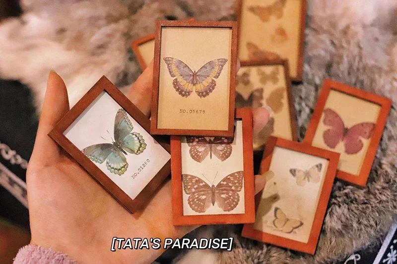 Miniature Vintage Framed Photos Butterfly Specimen Doll House Accessories Wall Picture Frame Hanging Picture Wall Decor