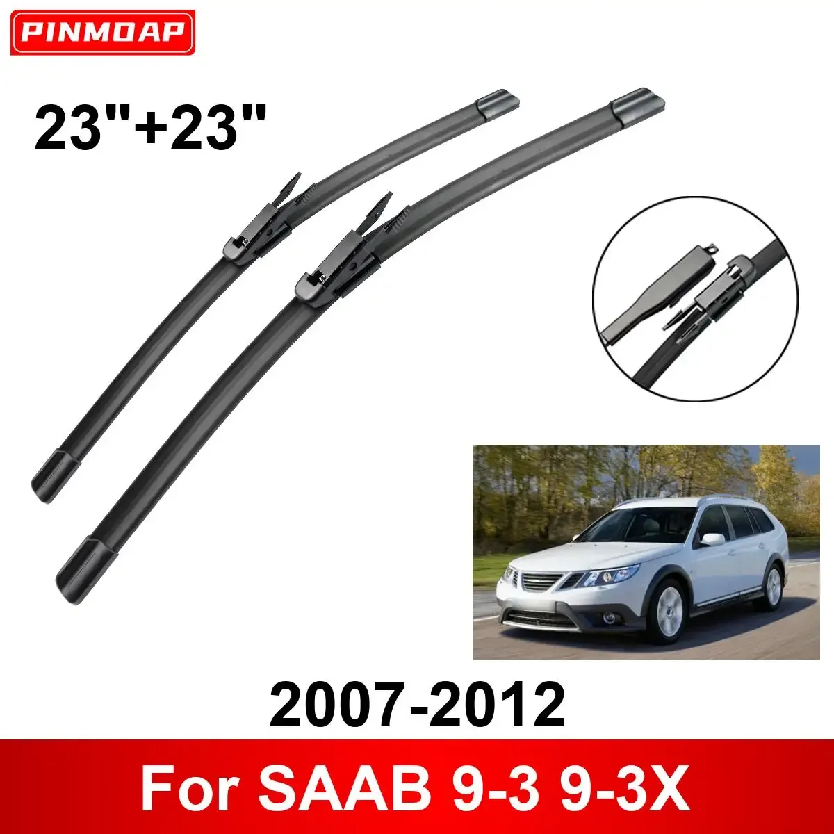 

Автомобильный дворник для SAAB 9-3 9-3X 2007-2012 23 "+ 23" передние и задние щетки стеклоочистителя, аксессуары для резаков 2007 2008 2009