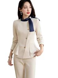 Apricot Blue Black Office Ladies Pant Suit Women Female Business Work Wear Formal Coat Blazer Jacket And Trouser 2 Piece Set