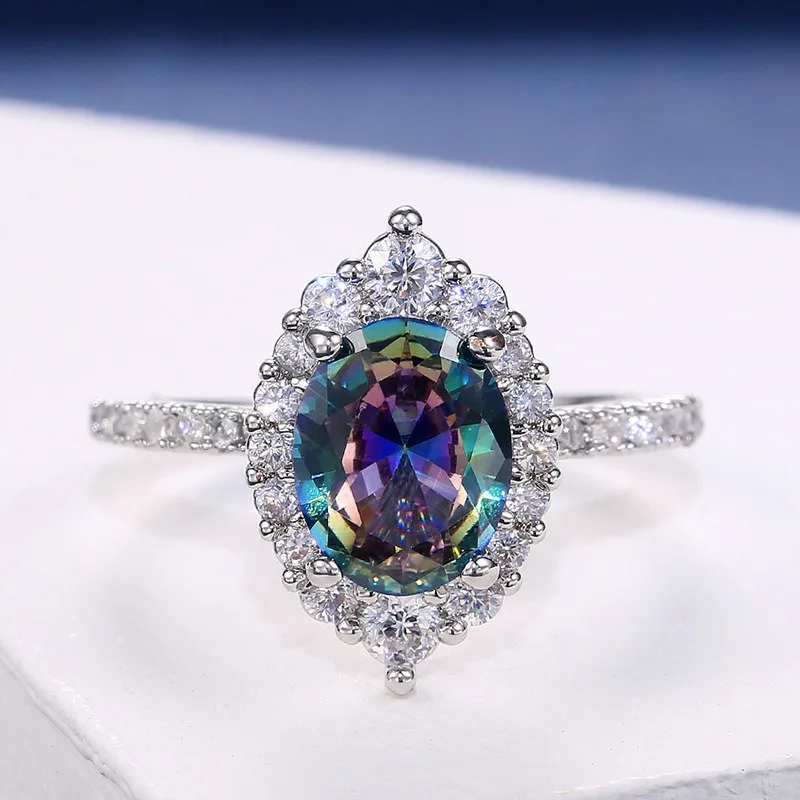 

Huajie Marquise Colorful Princess Cut Zircon Rings for Women Vintage Gorgeous Wedding Anniversary Ring Dazzling Jewelry