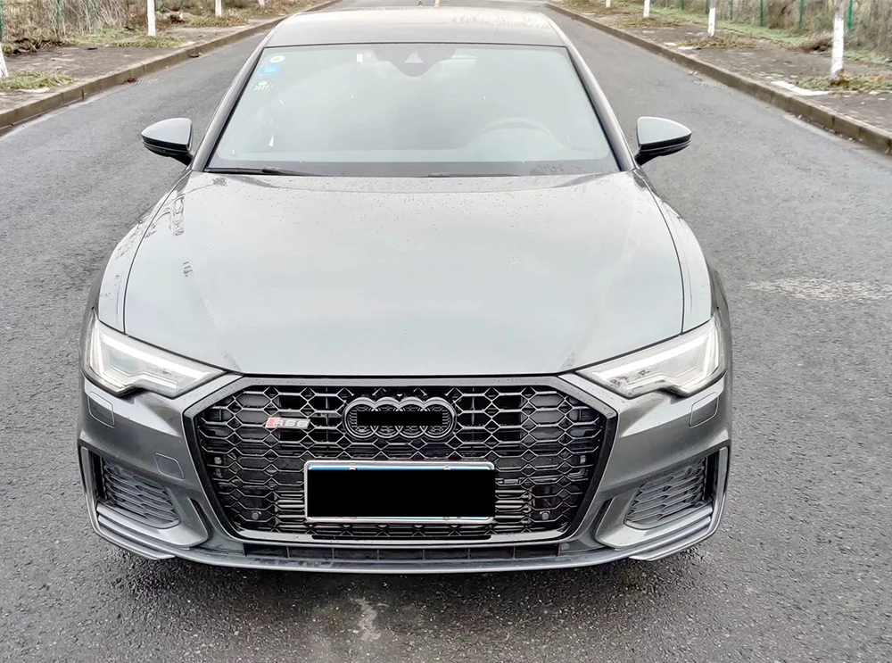 C8 RS6 Honeycomb Grille For 2019 2020 2021 2022 2023 A6 No ACC Modification Glossy Black A6 Black Knight Grille Nice Fit By Air