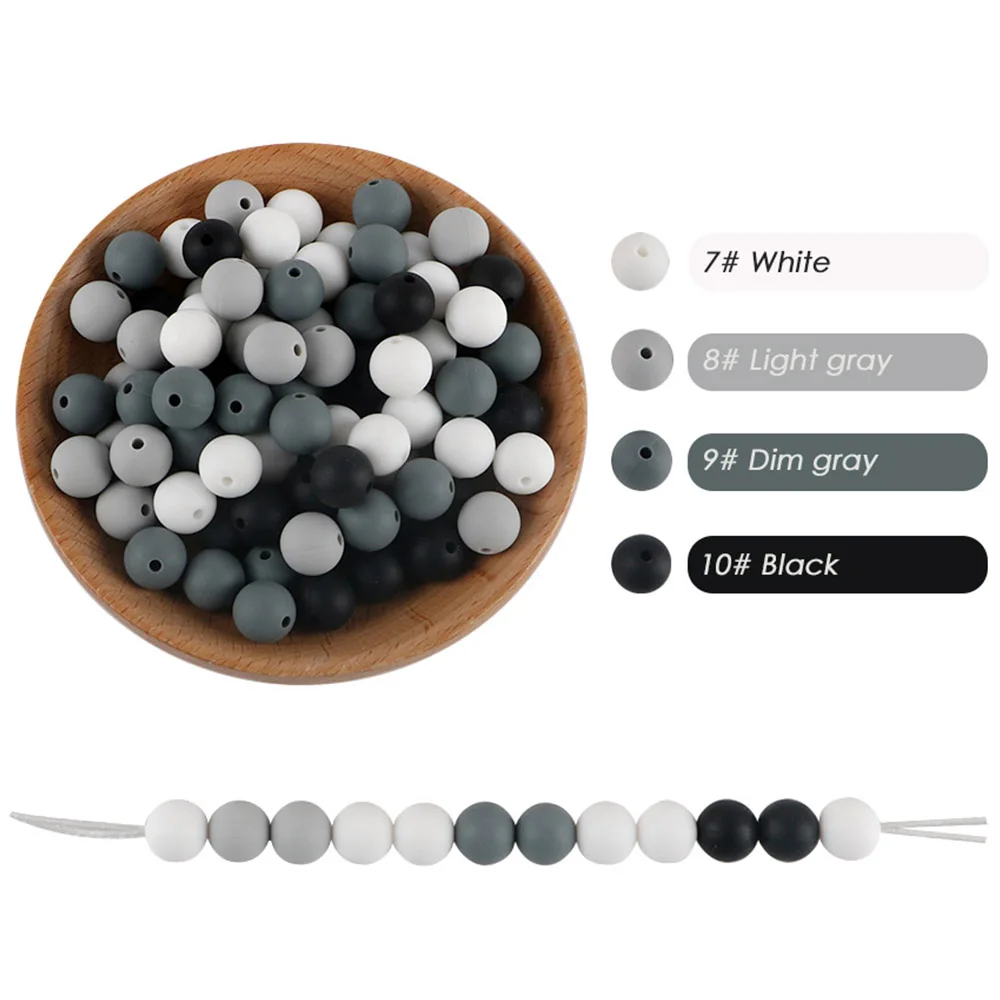 Kovict 50 Stück Silikonperlen 9/12/15 mm runde Perlen Silikonperlen für Schmuckherstellung DIY Armband Halskette Schmuckzubehör