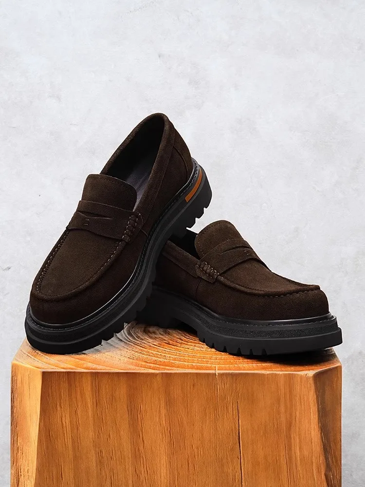 

Leather Casual Thi Bot Men's oes Aston M.Jazz round Toe Slip-On Loers Soft Bot Lazy oes Anti-Fur Leather