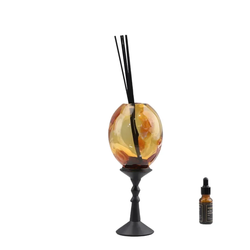 Modern Light Luxury Glazed Aromatherapy Bottle High Foot Base Diffuser Container Ornament for Desktop Living Room TV