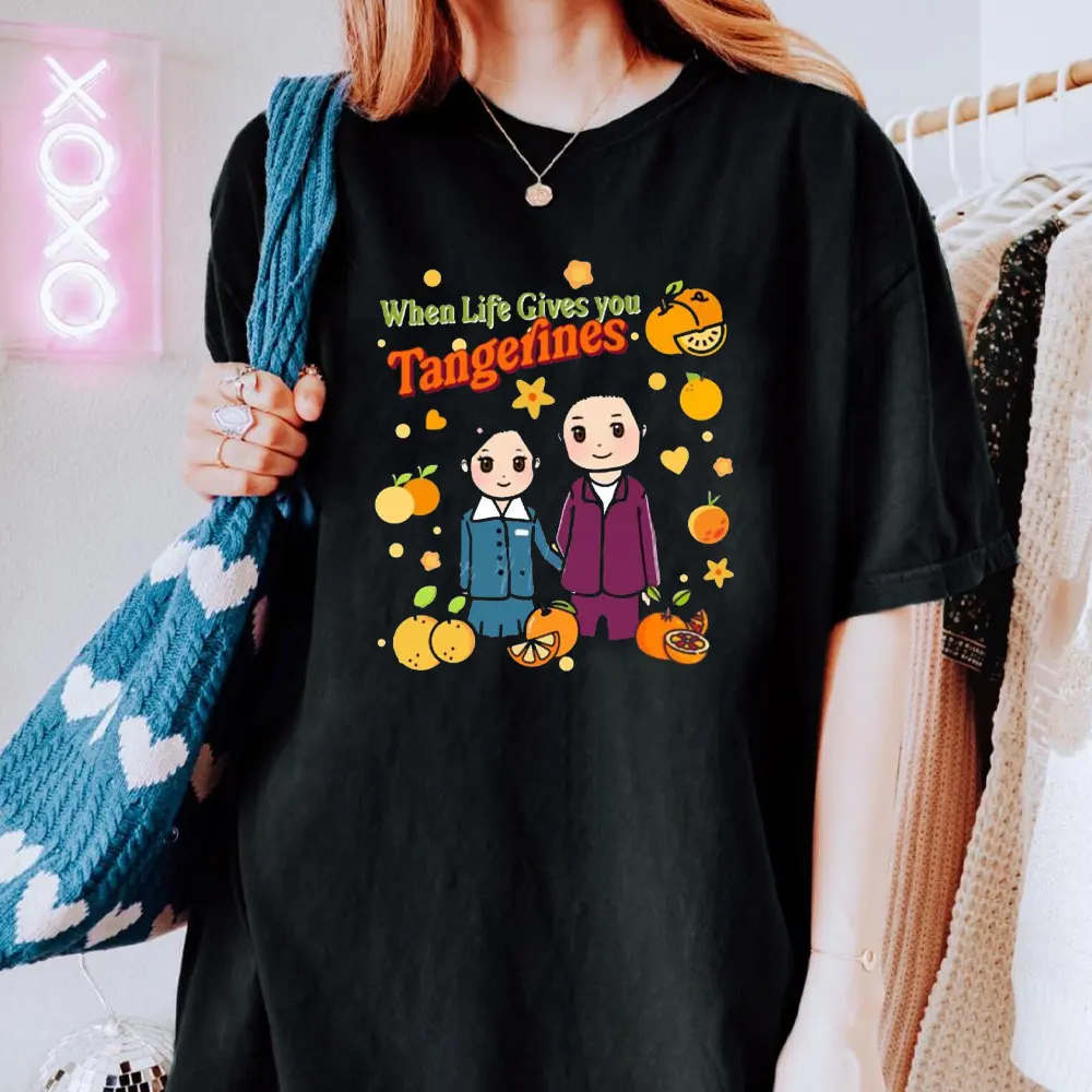 Cute Tangerine-Themed Unisex Tee T-shirt Korean Drama Kdrama Lover, Summer Outfits When Life Gives You Tangerines IU Park Bogum