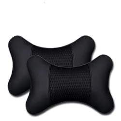 PU Leather Knitted Car Neck Pillows 2PCS Set – Universal Headrest Cushions for Seat Support and Travel Comfort