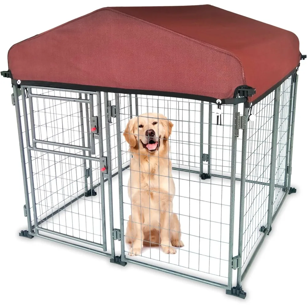 

Outdoor kennel with roof cover (4.5') dog house is easy to assemble Weatherproof large kennel for indoor dogs