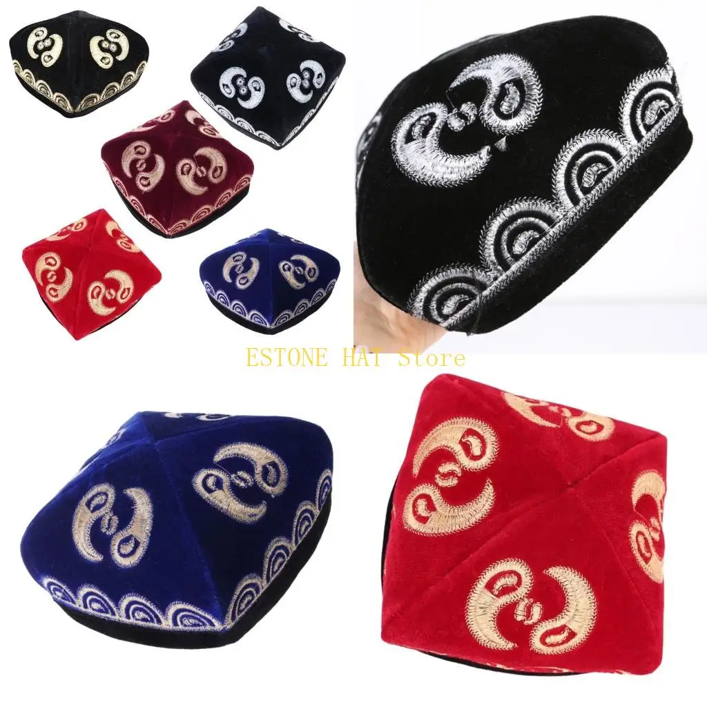49MF Exquisites Ethnic Embroidery Hat Festival Wear Hat Traditional Cultural Hat for Various Occasion