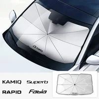 Parasol para parabrisas de coche, parasol delantero Interior para Skoda Octavia Fabia Rapid Superb Kodiaq Scala Karoq Citigo Kamiq Enyaq
