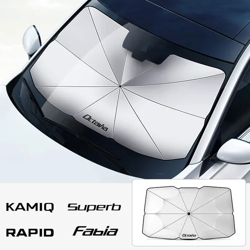 Parasol para parabrisas de coche, parasol delantero Interior para Skoda Octavia Fabia Rapid Superb Kodiaq Scala Karoq Citigo Kamiq Enyaq