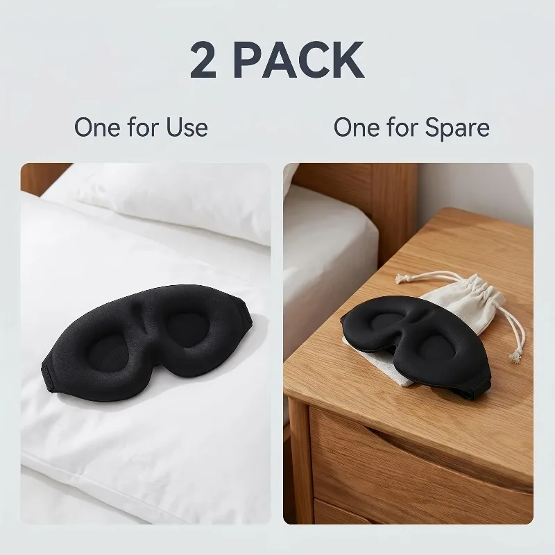 2pcs 3D full blackout sleep mask, Yoga Rest Sleep 3D Stereo Eye Mask No Nose Wing Style Travel Sleep Eye Mask