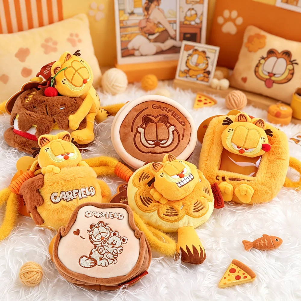 10-12cm Original Garfield Plush Doll Keychains,Wealth Attracting Series & Dessert Series Charms,  Cute Anime Bag Pendants