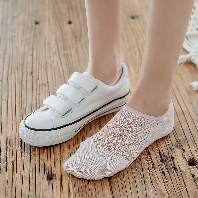 5 Pairs/Set 4 Pairs Breathable Mesh Ankle Boat Socks Women Silicone non-slip invisible Summer Spring Cotton Slipper No show Sock