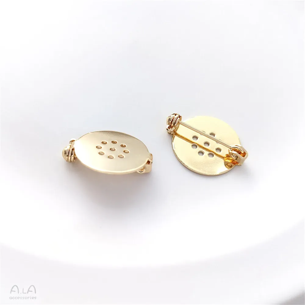 Broche de disco de 9 agujeros envuelto en oro de 14K, hebilla de seguridad, broche hecho a mano, joyería DIY, accesorios básicos