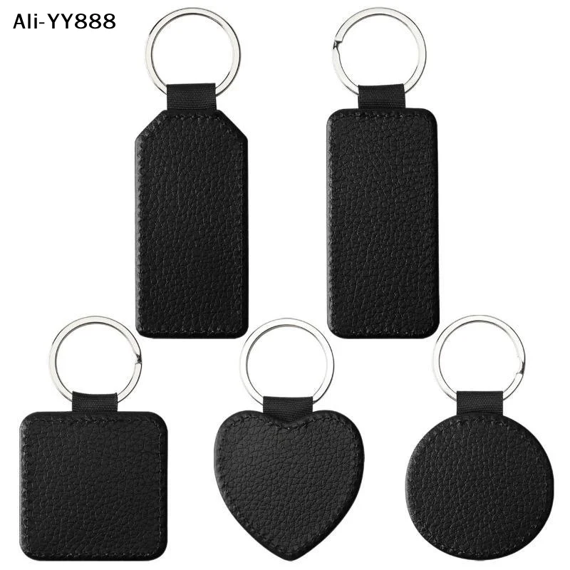 【Ay】DIY Dye Sublimation Blanks Keychain PU Leather Heat Transfer Keyring Heart Creative Double Sides Blank ID Tags Keyring