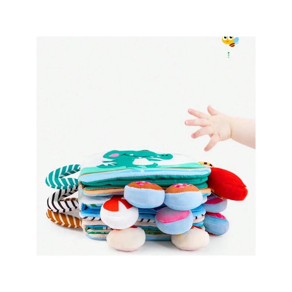 Early Learning Aids Montessori Baby Cloth Book Plush Soft Animal Bell Cloth Book Cute Early Education Puzzle Toy Baby Toys Gift