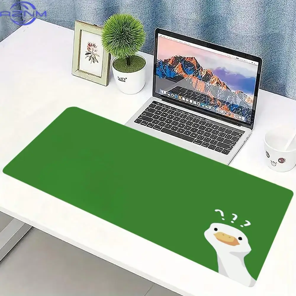 Funny Question Duck Mouse Pad Waterproof Non‑Slip Simple Pastel Blue Cute Cartoon Animal Print Mousepad PC Laptop Desk Accessory