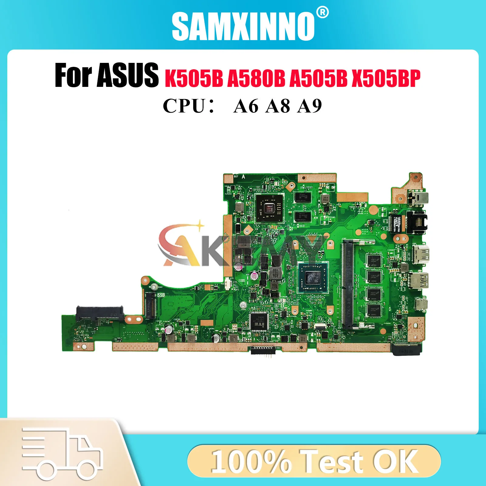 

X505BP Материнская плата для ноутбука ASUS VivoBook K505B A505B A580B V505B X505B X505BP с процессором A6 A8 A9, 100% тестирование OK stk