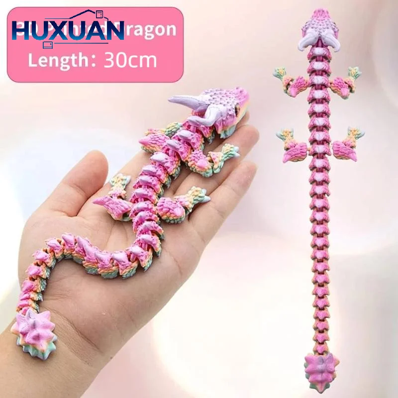 30cm 3D Printed Dragon Crafts Gift Movable Joints Articulated Dragon Desktop Ornament Home Office Decor Fidget Adults Kids