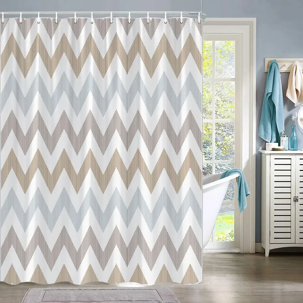 Vintage Abstract Geometric Lines Bathroom Curtain Aztec Shower Curtain Bohemian Home Bathroom Decor Polyester Shower Curtains