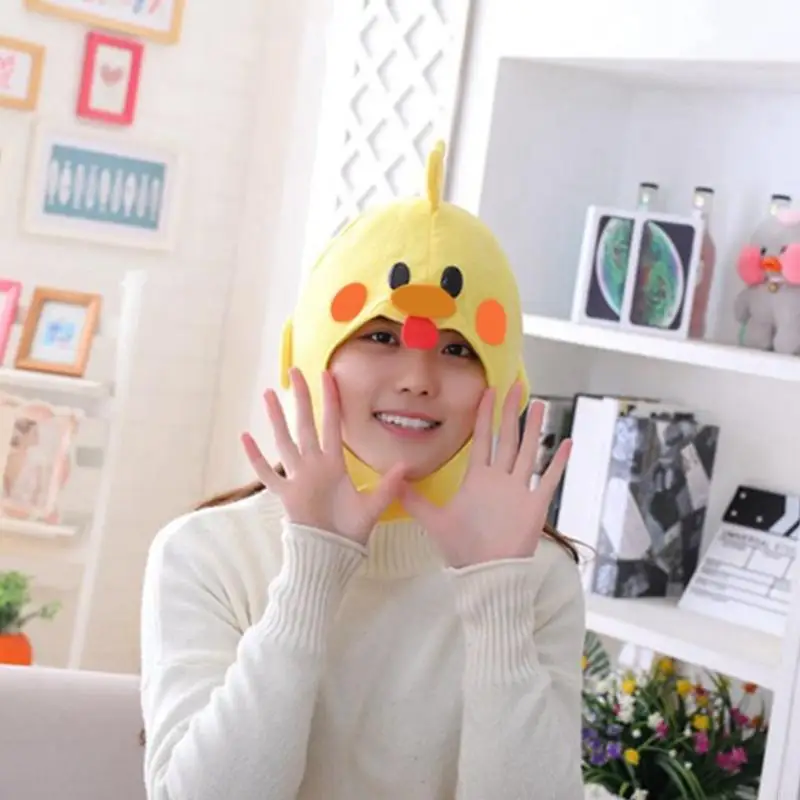 R7UF Funny Cartoon Chicken Animal Plush Hat Stuffed Toy Headgear Cosplay Photo Props