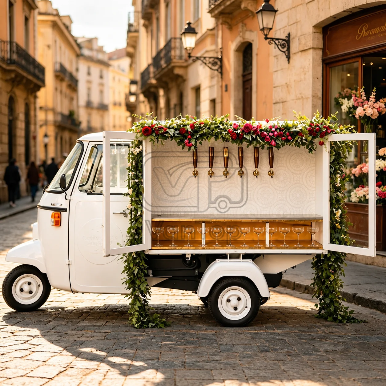 Vintage Three Wheel Mobile Bar Cart Custom Beverage Truck for Wedding Event Street Business