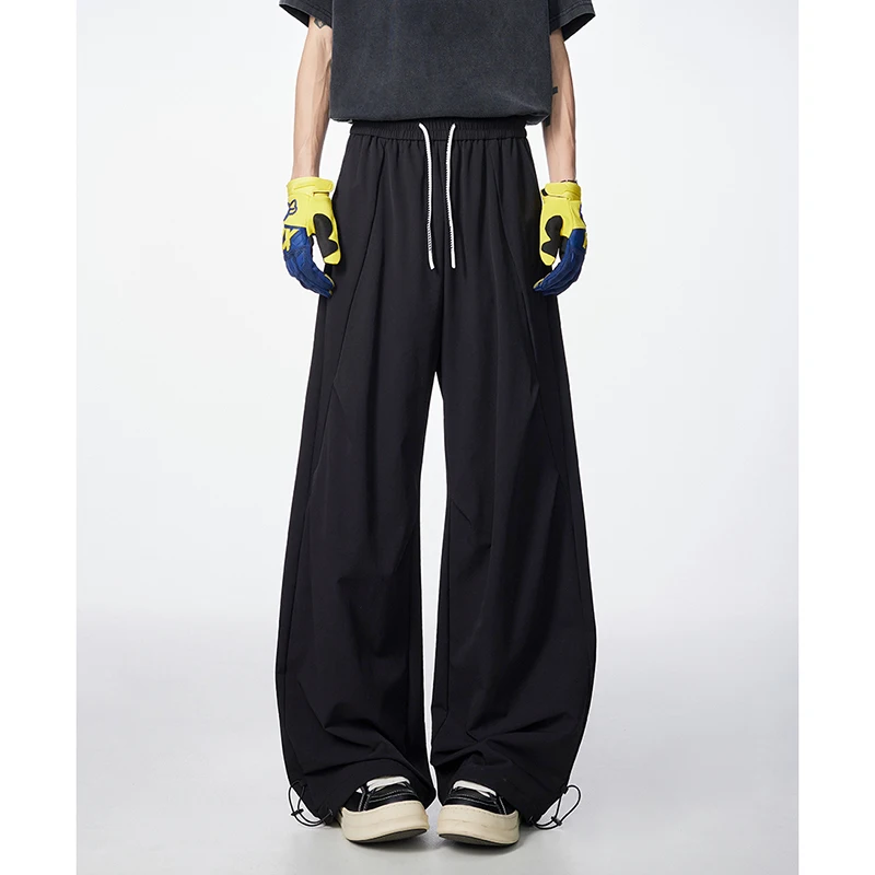 

Outdoor Black Running Pants Casual Sweatpants Unisex Autumn New Style American Loose Pants High-end Comfort Curved Knife Pants