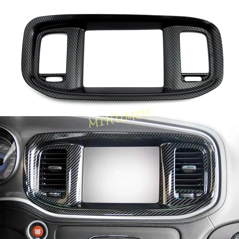 مركز التحكم الأوسط تنفيس الهواء يغطي ل 2015-2023 دودج شاحن الملحقات ألياف الكربون الداخلية ملصق LHD #1