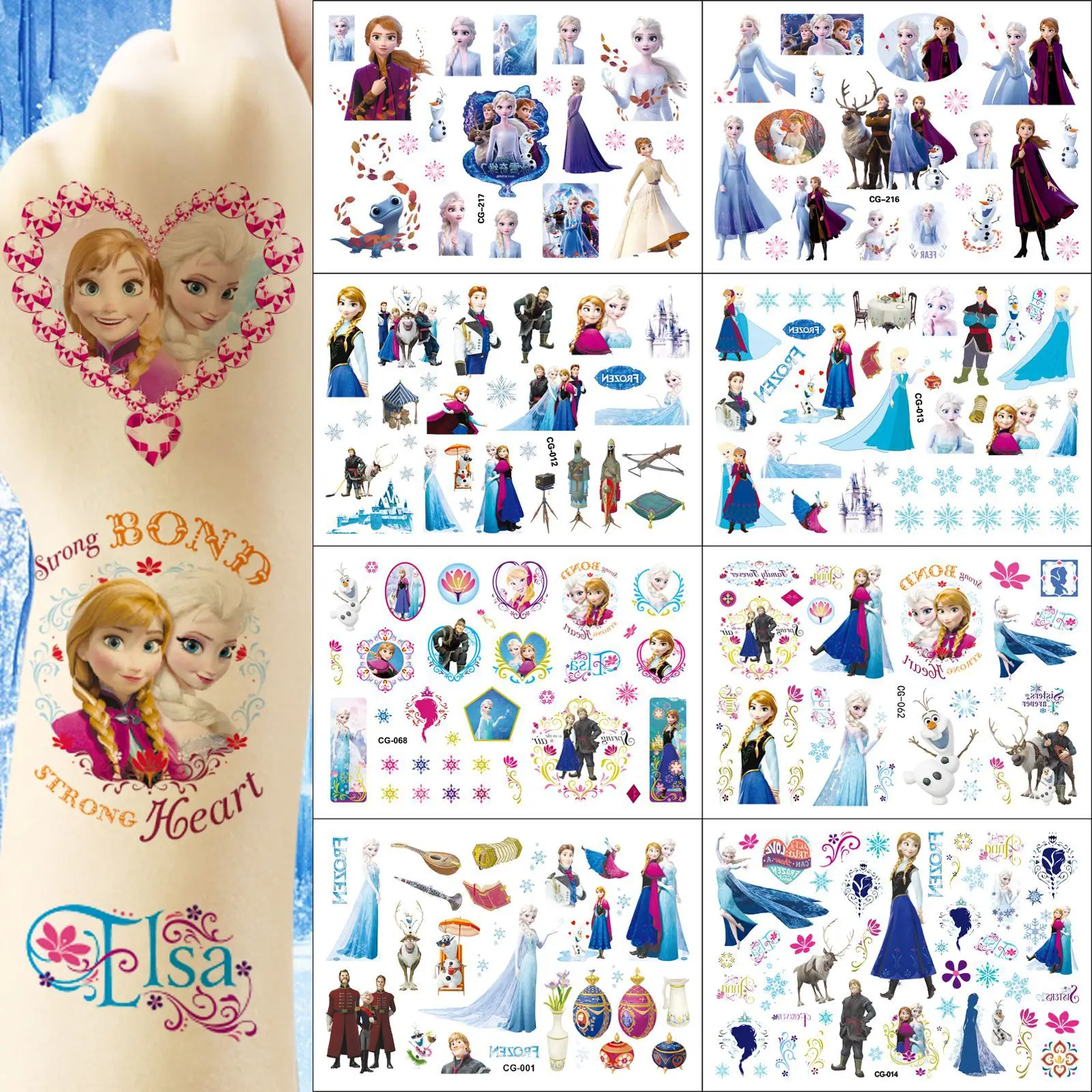 1/4pcs Disney Frozen Tattoo Stickers Party Favor Girls Kids Birthday Party Gifts Anna Elsa Princess Gift Bag Filling Material