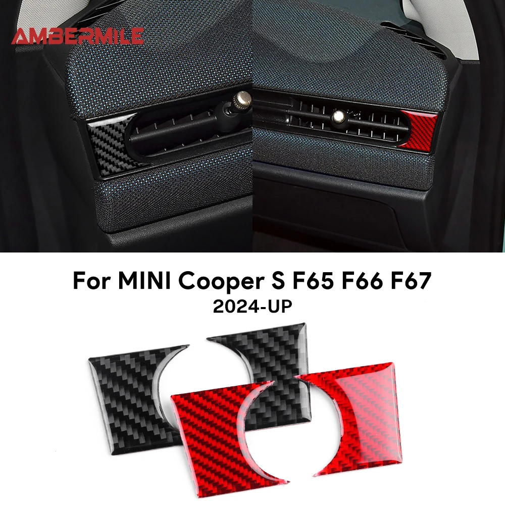 2pcs for Mini Cooper S F65 F66 F67 2024 2025 Dashboard Side Air Outlet Vent Sticker Real Soft Carbon Fiber Cover Accessories