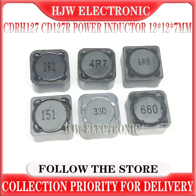 10PCS CDRH127 CD127R Power Inductor 2.2/3.3/4.7/6.8/10/15/22/33/47/68/100/150/220/330/470UH SMD Inductance CD127 12*12*7mm