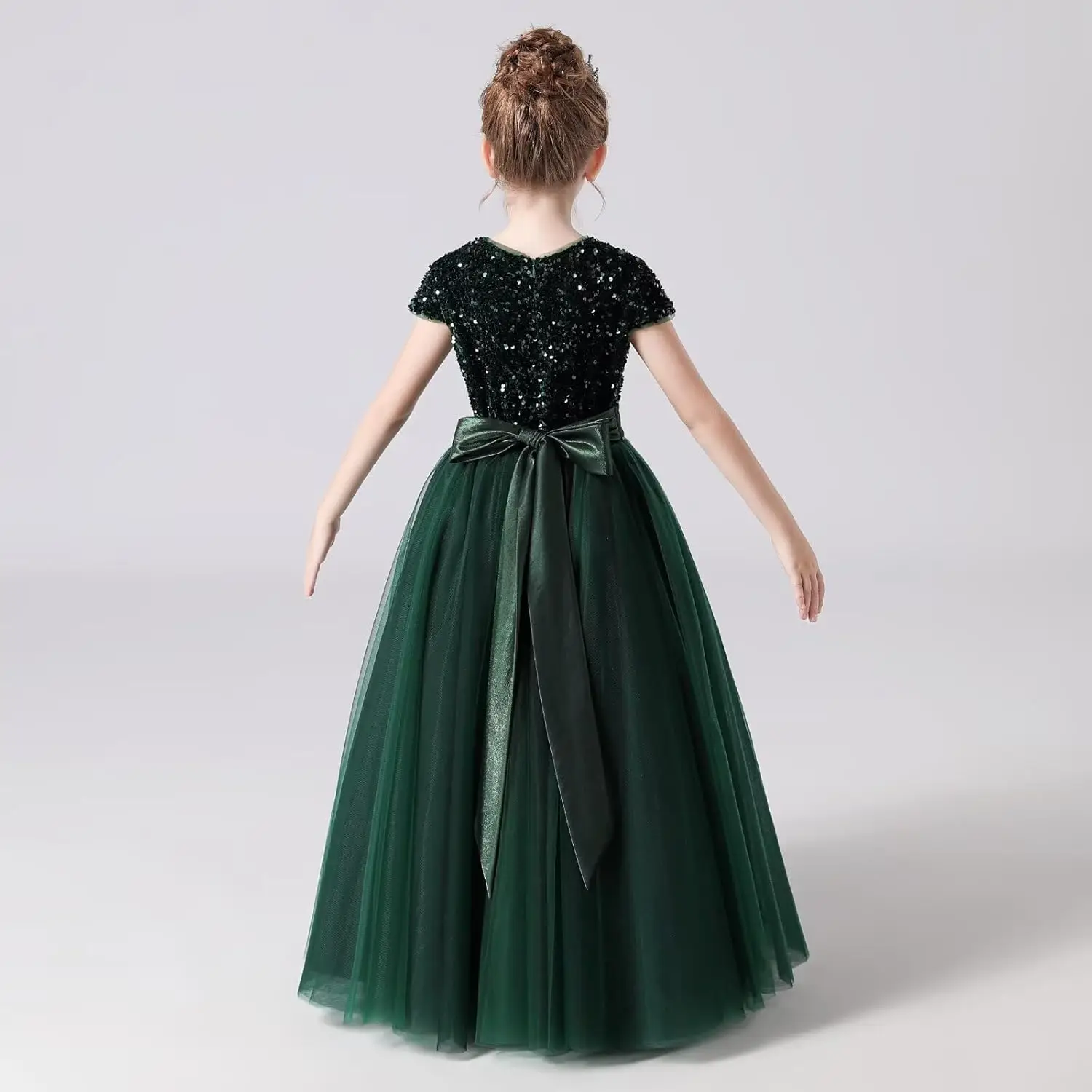 Платья для девочек-цветочниц Свадебные подружки невесты с блестками Прозрачное пышное платье для девочек на день рождения Танцы Торжественное вечернее платье Юбки в пол