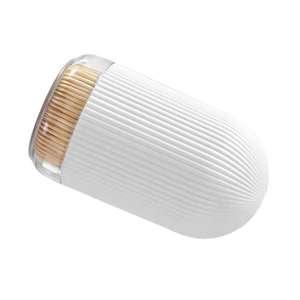 Convenient PP+PS Toothpick Holder 1.77×1.77×3.35in White Toothpick Dispenser 1.97×1.97×3.54in Toothpick Storage Box Office