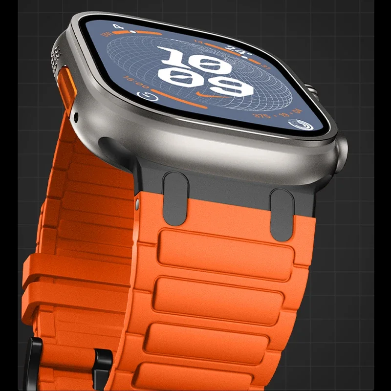 Силиконовый ремешок для Apple Watch Band Ultra 2 49 мм 10 9 8 7 46 мм 45 мм 42 мм 41 мм Модифицированный металлический разъем iWatch 6 5 SE 44 мм Correa