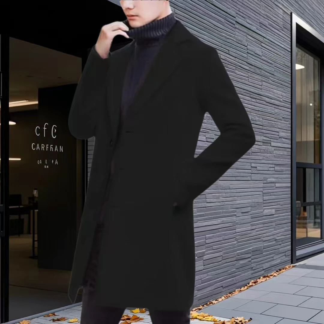 الرجال مزيج الصوف خندق البازلاء معطف سترة رسمية الذروة التلبيب الوقوف طوق الشق التلابيب الحياة اليومية نمط المشاهير