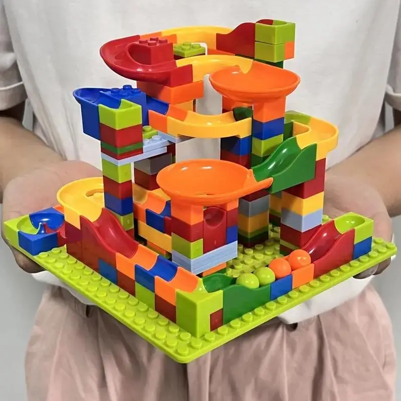 168pcs Building Blocks Track Marble Race Run Maze Ball Track Building Blocks Set, DIY Educational STEM Toy For Children