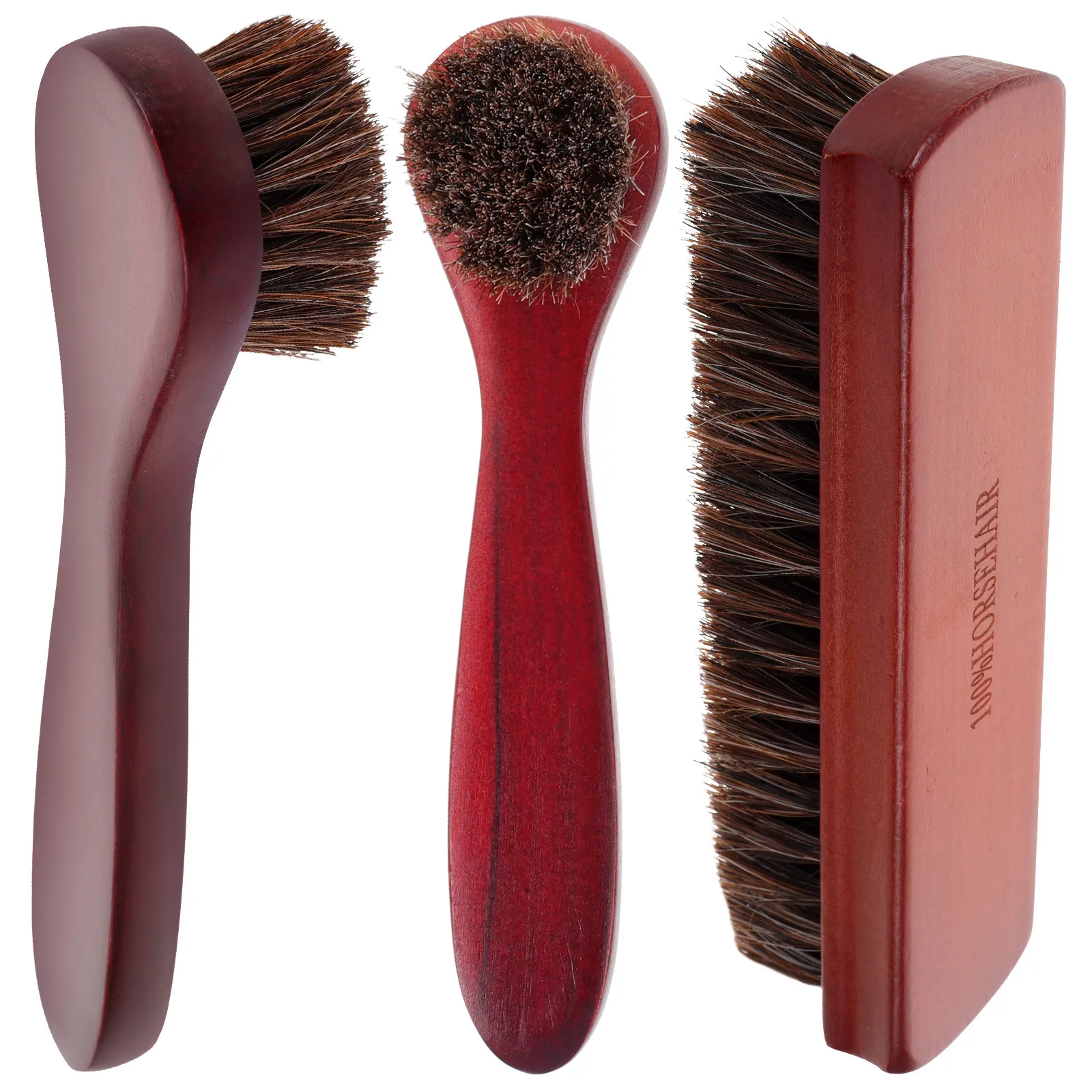

3Pcs Horsehair Shoe Brush Kit Premium Wooden Handle for Boots Sneakers Sofa Car Seat Cleaning Polishing Brush