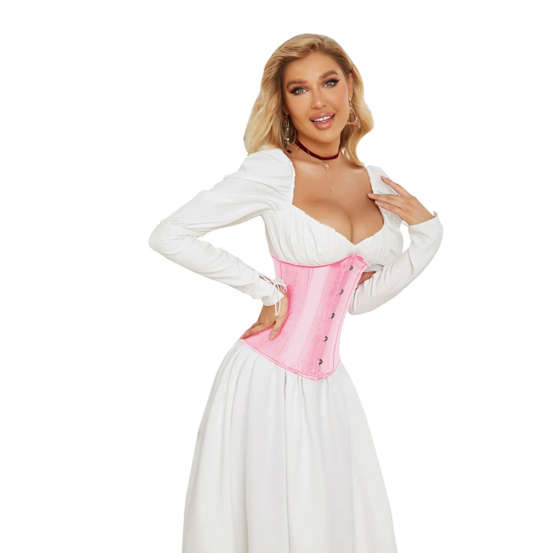 Gothic Underbust Corset Satin Waist Cincher Bustiers Top Workout Shape Body Belt Plus Size Lingerie