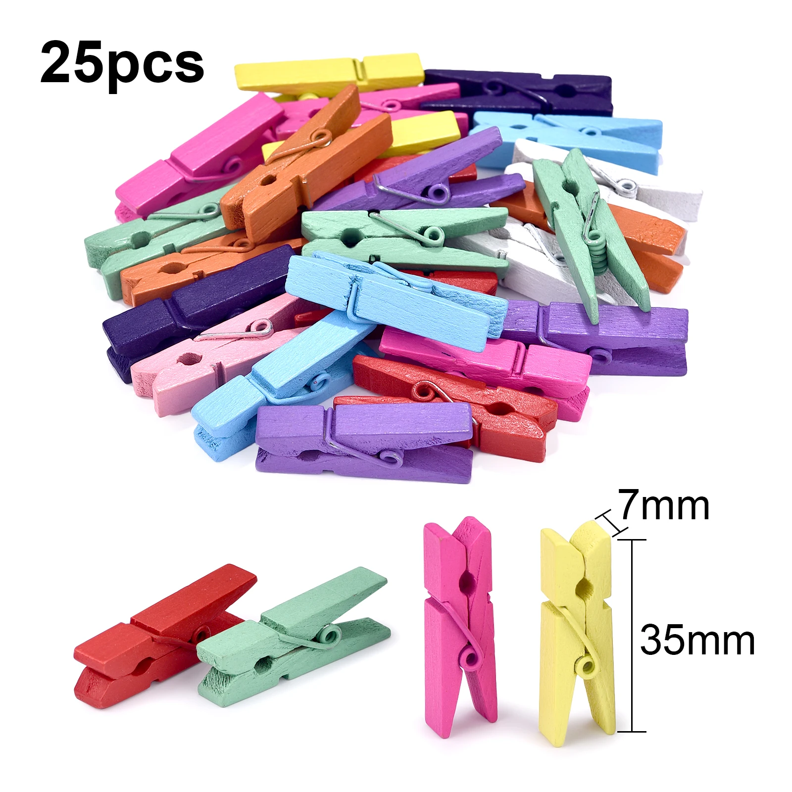 25pcs 25-45mm Colorful Wooden Clip Natural Wood Clamp Picture Clips Mini Clothes Pins DIY Photo Paper Peg Clothespin Craft