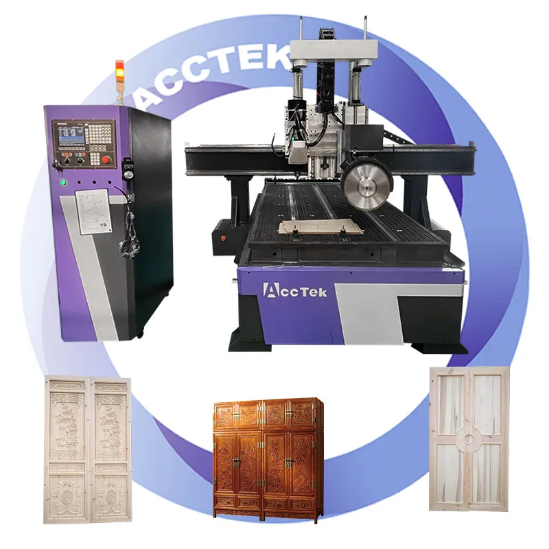 ATC CNC Router Machine with Cutting Saw Drilling Unit 1300*2500mm Wood Plate Cutting Engraving Furniture Making Tools